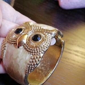 Owl Hinged Enameled Bracelet Bracelet Fits 7.25